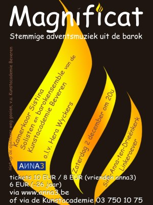 ANNA3 | 2 december 2017 | Barokensemble Muziekacademie Beveren | Magnificat - Kerstconcert | 20 uur | Sint-Anna-ten-Drieënkerk | Antwerpen Linkeroever